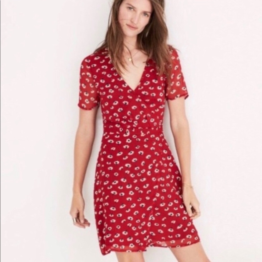 Madewell Red Floral Dress